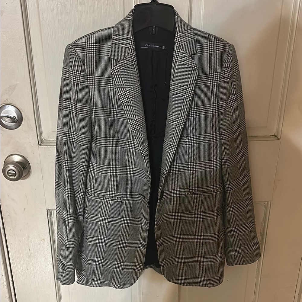 Zara Gray Plaid Blazer